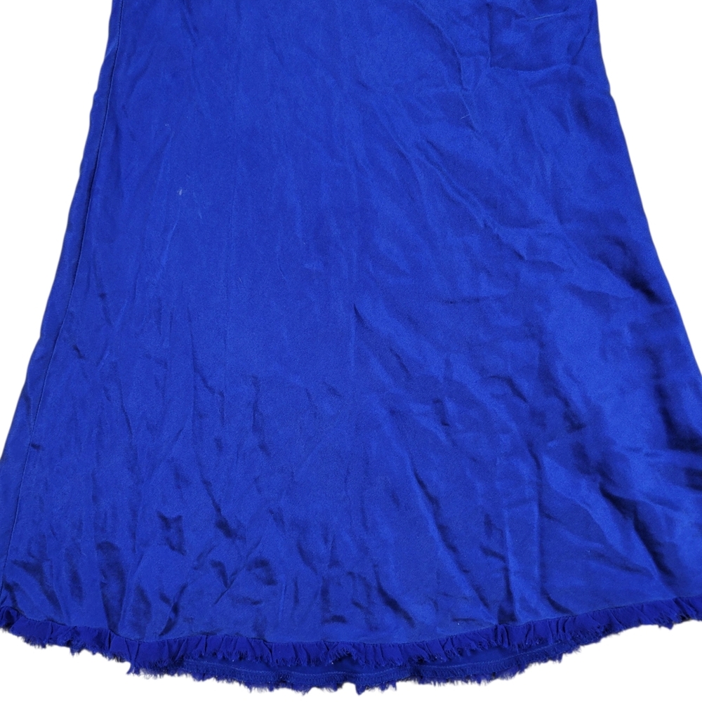 VTG Victoria's Secret Womens Dress S Royal Blue Y2K Silk Babydoll Slip Raw‎ Edge - Picture 6 of 15